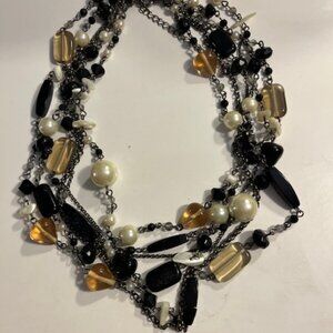 Vintage Lia Sophia necklace 6 strands adjustable lobster clasp .